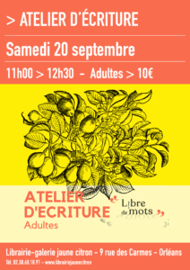 Atelier d'écriture pour adulte animé par l'association lLibre de mots