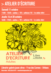 Atelier d'écriture à la librairie jaune citron