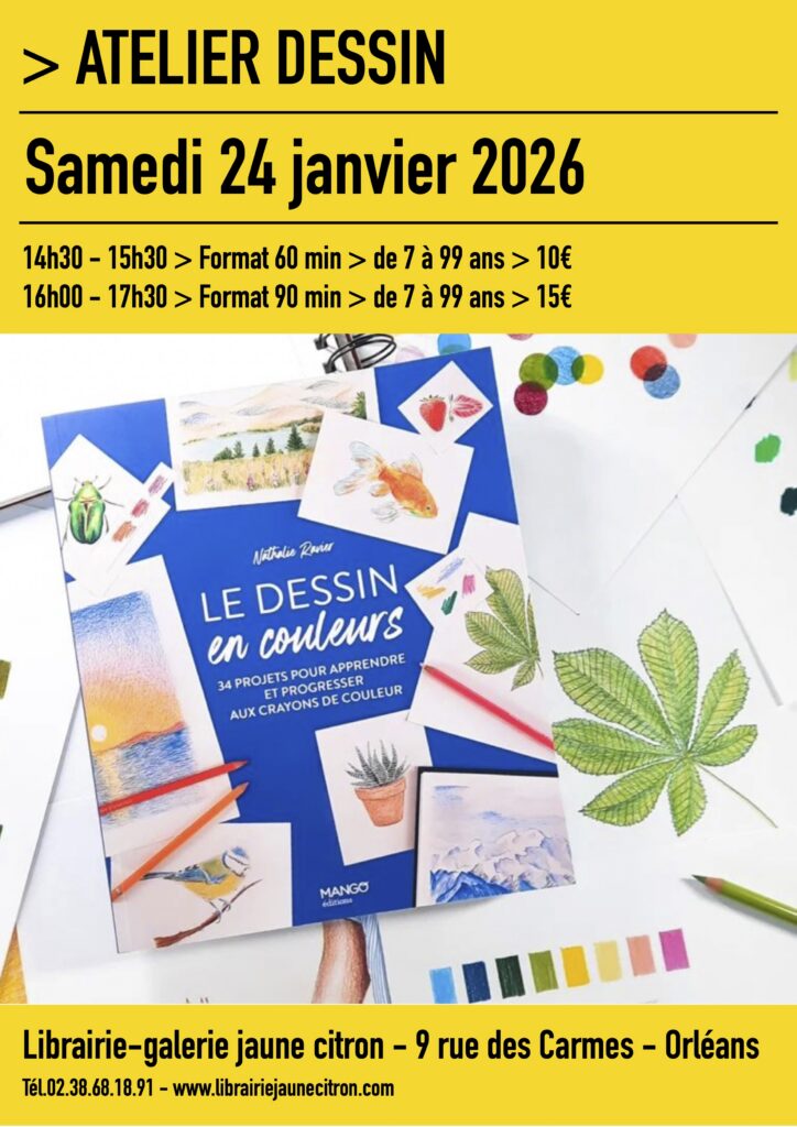 Atelier dessin pour enfants et adultes avec Nathalie Ravier à la librairie jaune citron