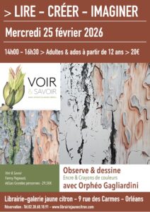 atelier dessin pour ados et adultes à la librairie jaune citron