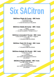 Six abonnements pour le SACitron à la librairie jaune citron