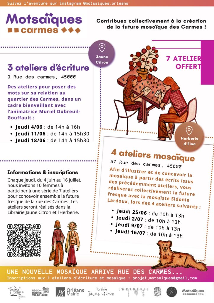 Atelier d'écriture et die mosaïque en lien avec le quartier des Carmes