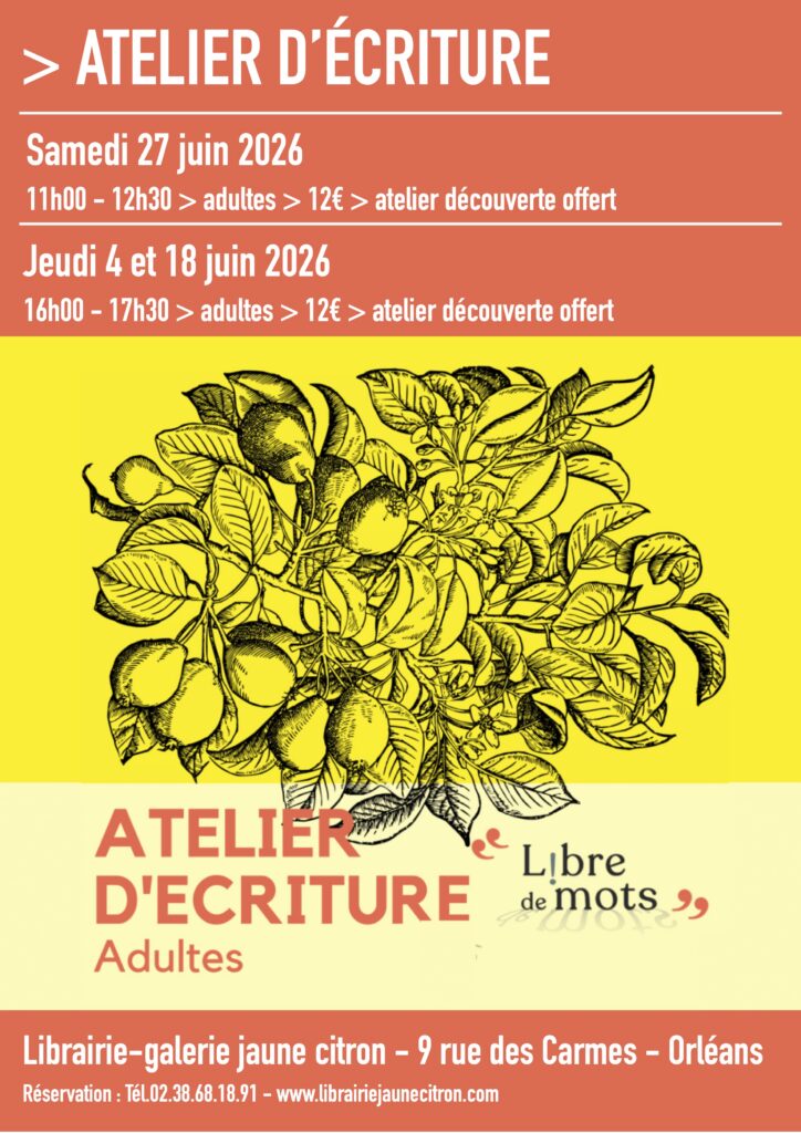 atelier d'écriture à la librairie jaune citron